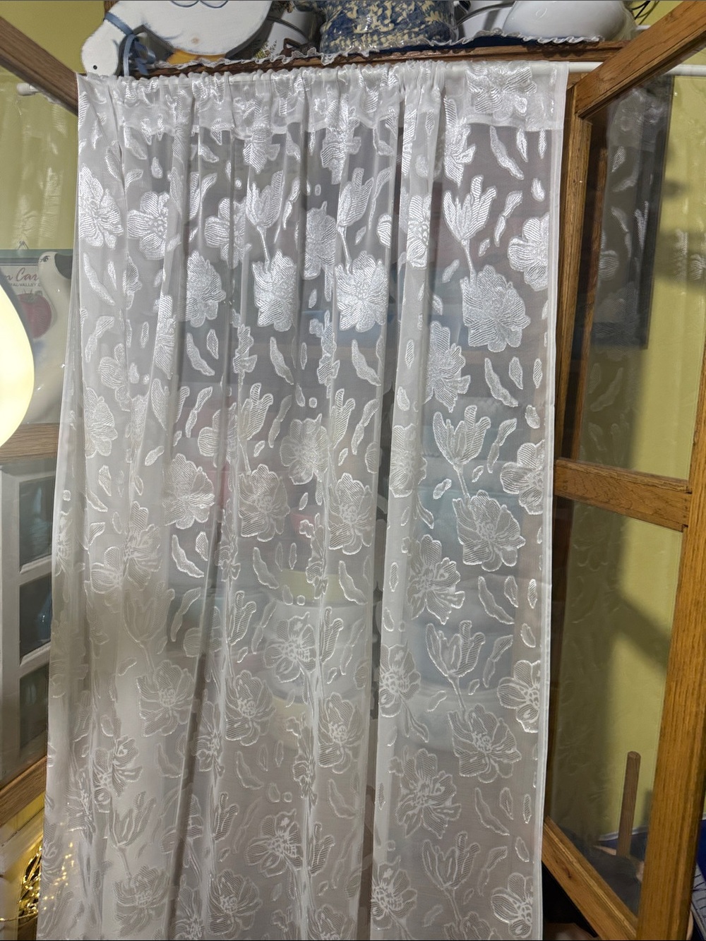 Sheer Floral embroidered Curtain Panel